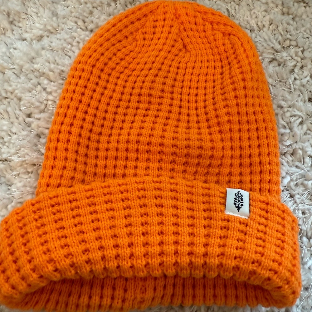 Free People Orange Knit Beanie